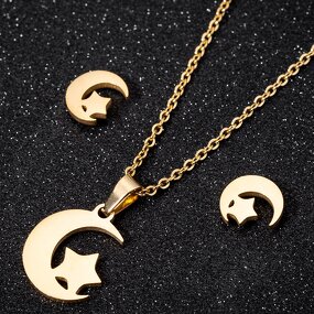 Jewelry Set for Women - Manufacturer with Waterproof 18k Gold Silver Plated & Crescent Moon Star Pendant