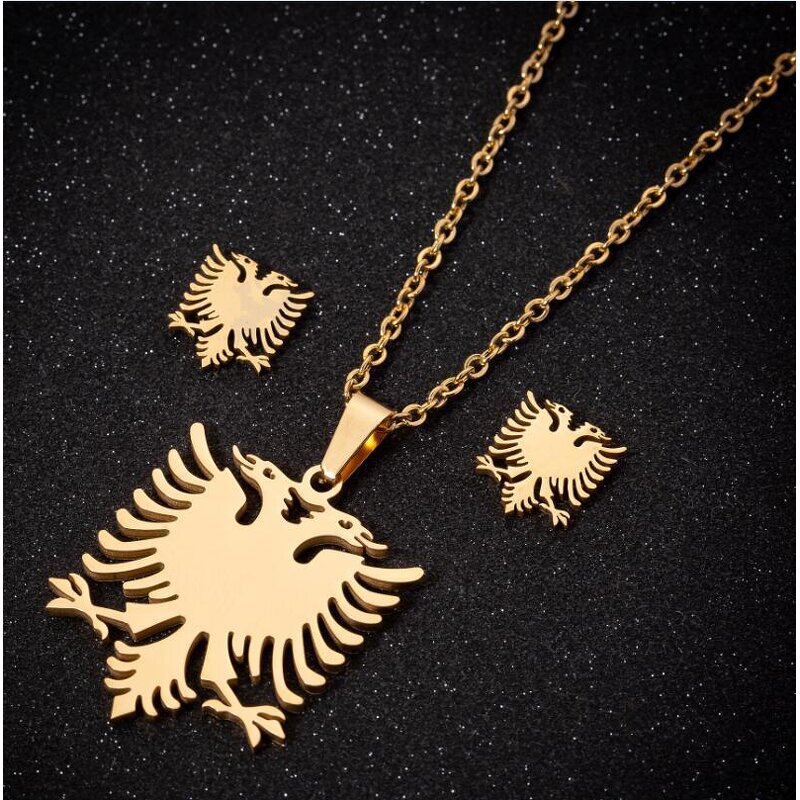 Albanian Eagle Jewelry Set - Manufacturer with Non Tarnish 18K Gold Silver Plated Stainless Steel for Women