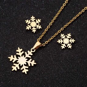 Snowflake Jewelry Set - Manufacturer with 18k Gold Silver Plated Stainless Steel Charm for Women