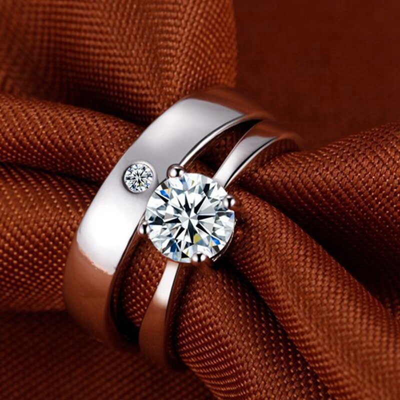 Wedding Bands Rings - Manufacturer with 925 Silver Plated Zircon Crystal for Couple Lovers