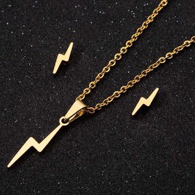 Lightning Bolt Jewelry Set - Manufacturer with 18K Gold Silver Plated Stainless Steel for Women