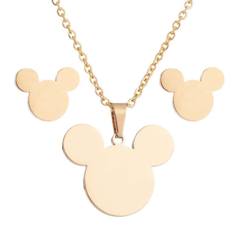 Mickey Minnie Jewelry Set - Manufacturer with Non Tarnish 18K Gold Silver Plated Stainless Steel