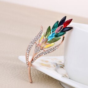 Wheat Brooch Pins for Women - Manufacturer with Fashion Colorful Rhinestone Crystal Big for Clothing Accessories