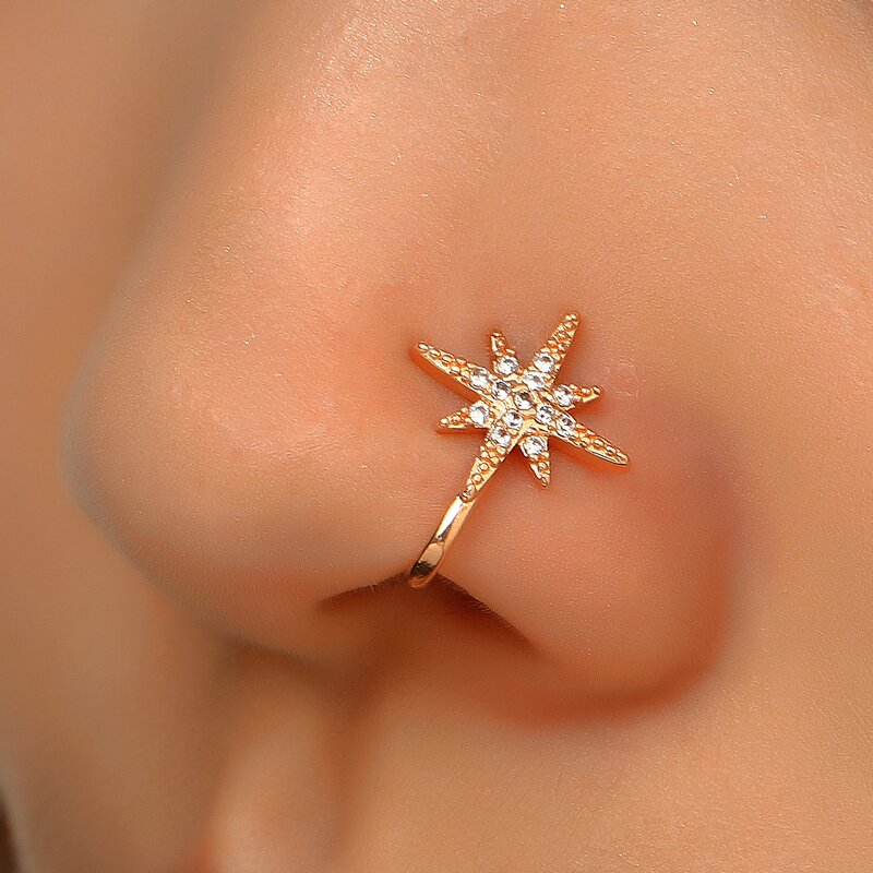 Fake Non Piercing Nose Rings for Woman - Manufacturer with 16 Styles Gold Silver Plated Copper Zircon Heart Crown