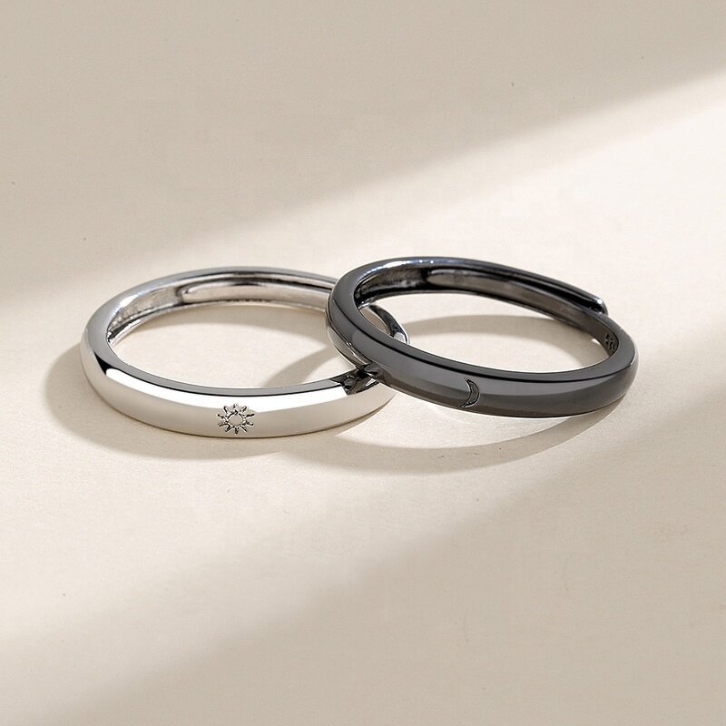 Sun and Moon Couple Rings - Manufacturer with Adjustable for Valentine's Day Gift for Lovers