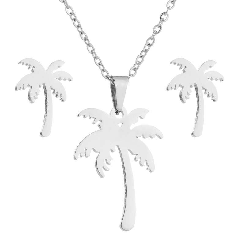 Coconut Palm Tree Jewelry Set - Manufacturer with 18K Gold Silver Plated & Stainless Steel for Women