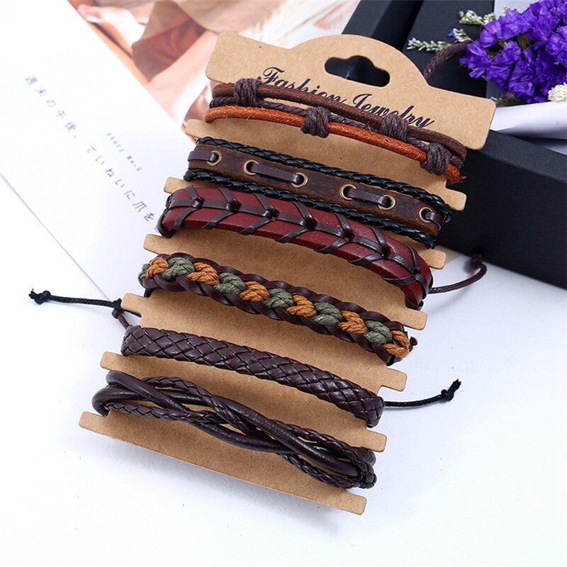 Leather Bracelet Set for Men - Manufacturer with Punk Style