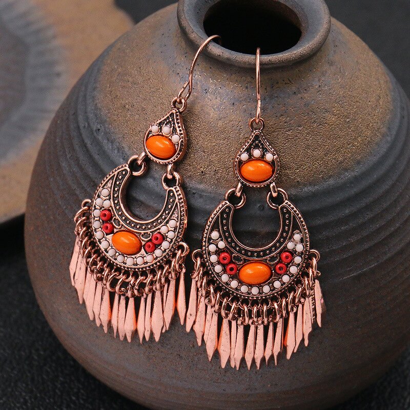 Bohemian Statement Earrings for Women Ladies - Manufacturer with Vintage Ethnic Style Antique Bronze Copper Plated