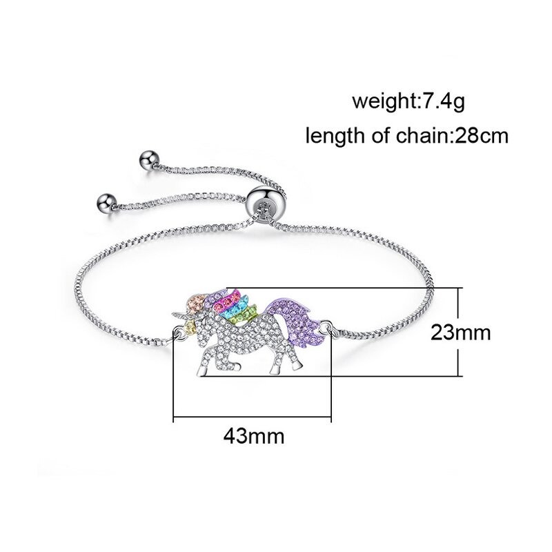 Unicorn Jewelry Set for Women - Manufacturer with Fashion Silver Plated Crystal Zircon Bracelet Necklace