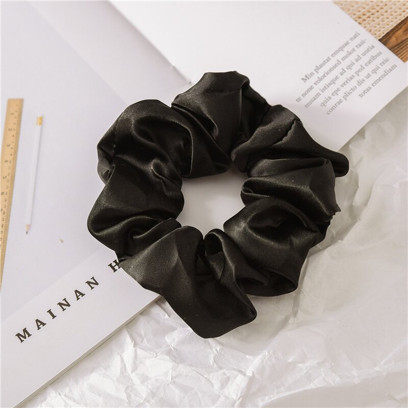 Hair Scrunchies for Women Girls - Manufacturer with Cheap Pure Color Oversized Elastic Silk Satin