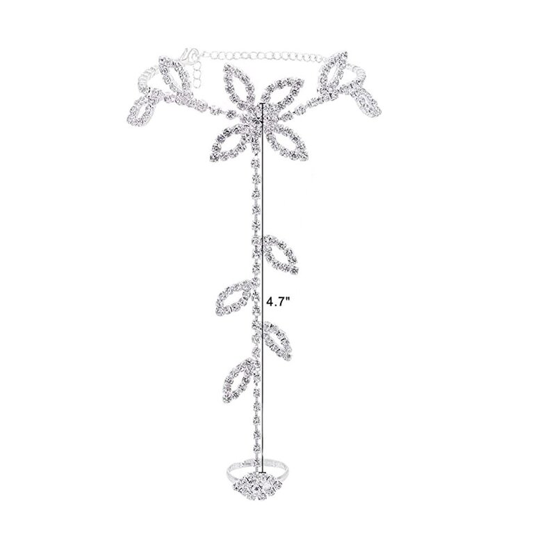 Leaf Shape Anklet for Women - Manufacturer with Silver 18K Gold Plated Bling Full Crystal Diamond Zircon