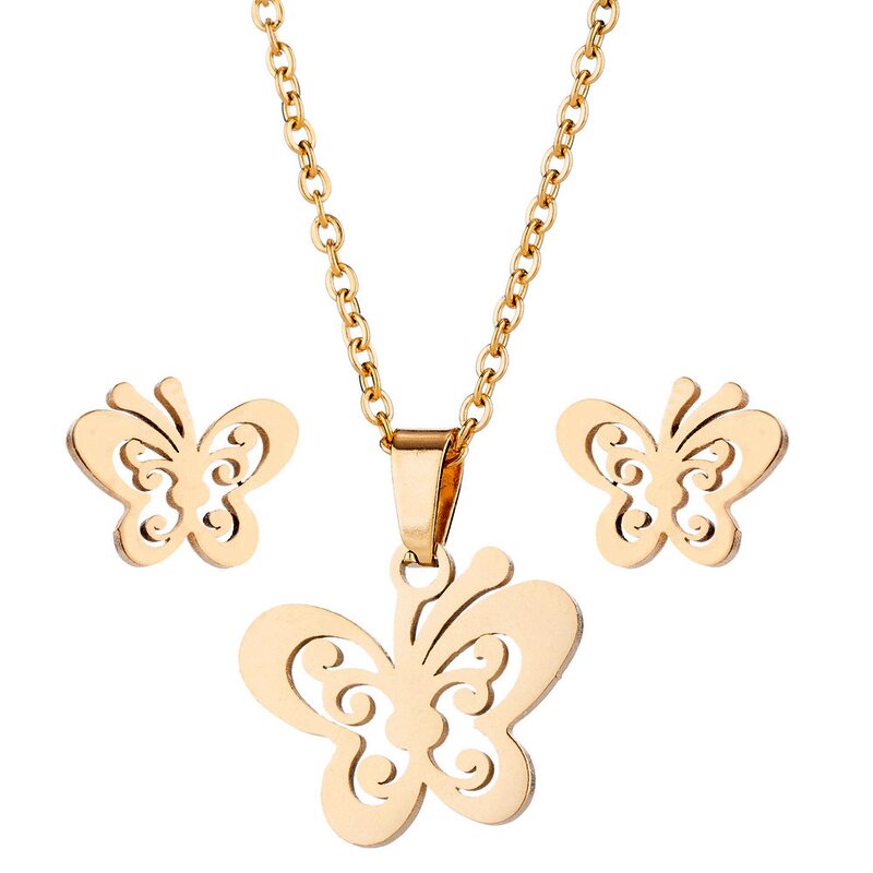 Butterfly Jewelry Set for Women - Manufacturer with PVD Plated Silver 18K Gold Stainless Steel