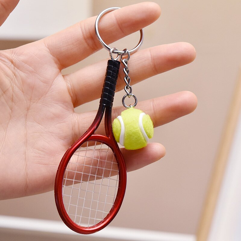 Mini Tennis Ball Racket Keychain - Manufacturer with Cute 3D Design for Bag Accessories for Women
