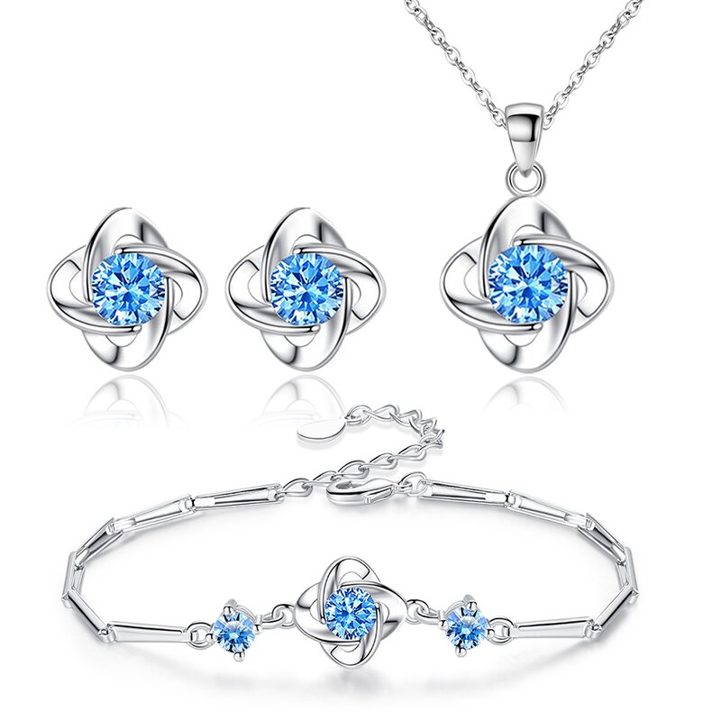 Four Leaf Clover Jewelry Set for Women - Manufacturer with Silver Plating & AAA Zirconia Lucky