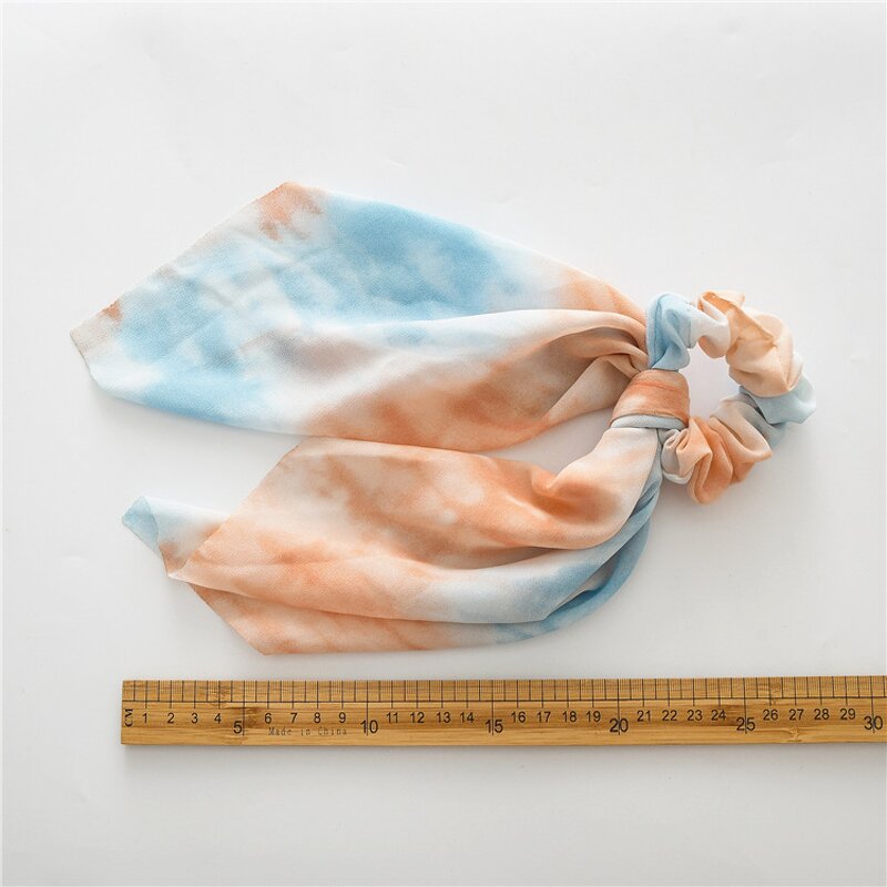 Hair Scrunchies for Women - Manufacturer with Fashion Chiffon Bow Ties Ponytail Holders Bandana Tie Dye