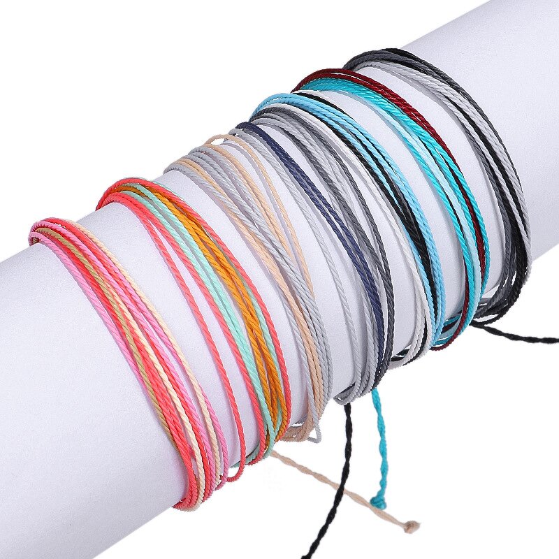 Braided Rope Anklet for Women - Manufacturer with Fashion Boho Handmade Adjustable Wax Cord Natural String Thread