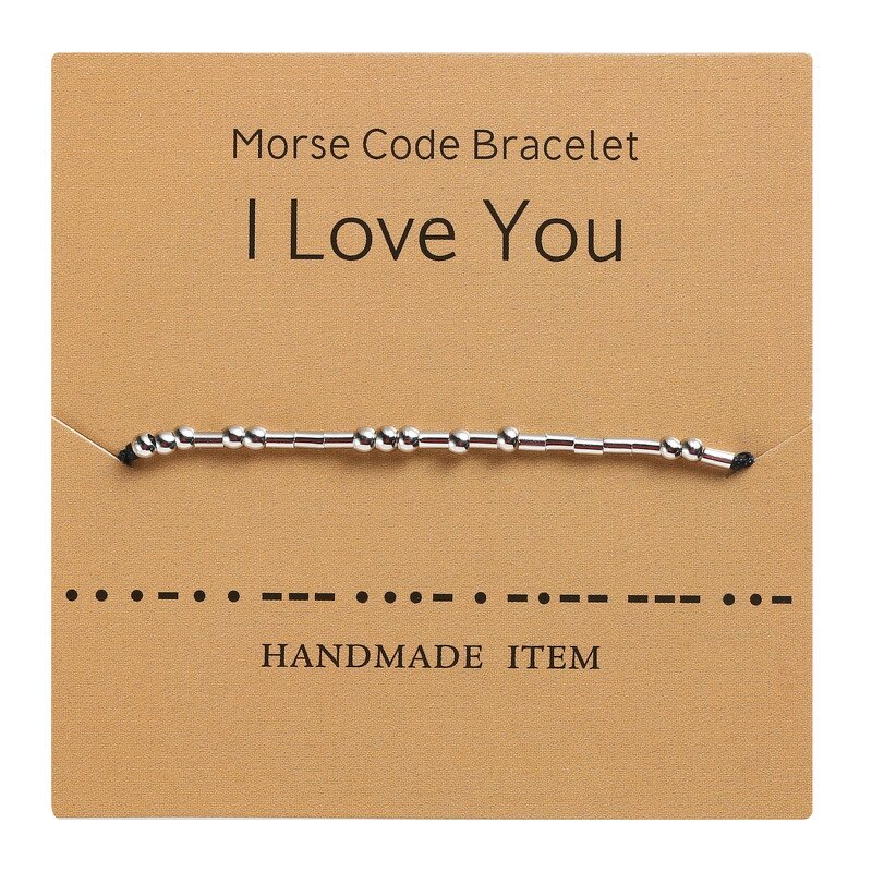 Morse Code Bracelet - Manufacturer with Gold Silver Plated Brass Beads & I Love You Family Blessed Friend for Women