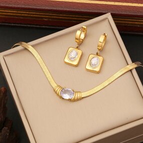 Cubic Zirconia Jewelry Set for Women - Manufacturer with Luxury Non Tarnish 18K Gold Plated Stainless Steel AAA