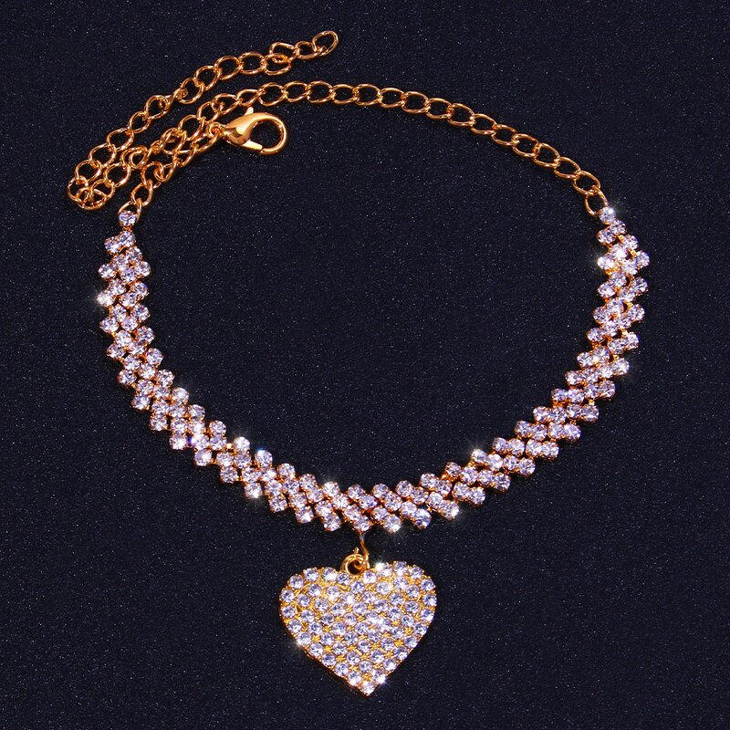 Crystal Foot Jewelry Anklet - Manufacturer with Silver 18K Gold Plated & Full Crystal Diamond Zircon Heart Pendant