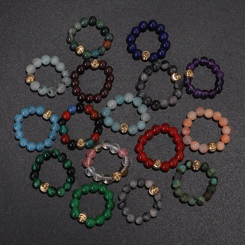 Natural Stone Beads Rings for Women - Manufacturer with 4mm Stretch 100% Real GEM