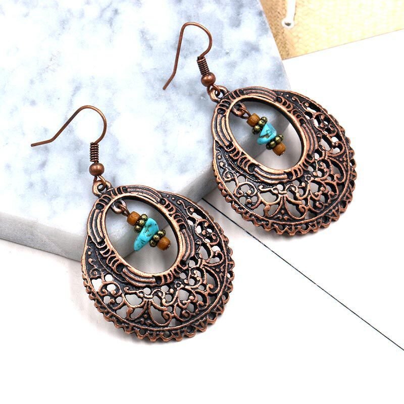 Boho Earrings for Women Ladies - Manufacturer with Vintage Bohemian Style Dangle Pendant Baroque