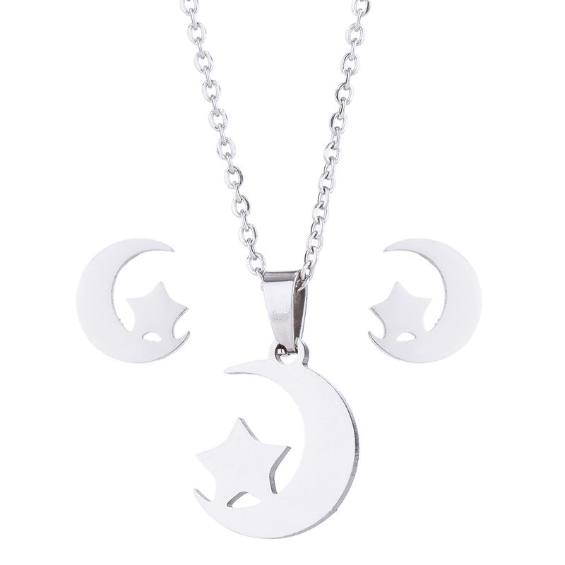 Jewelry Set for Women - Manufacturer with Waterproof 18k Gold Silver Plated & Crescent Moon Star Pendant