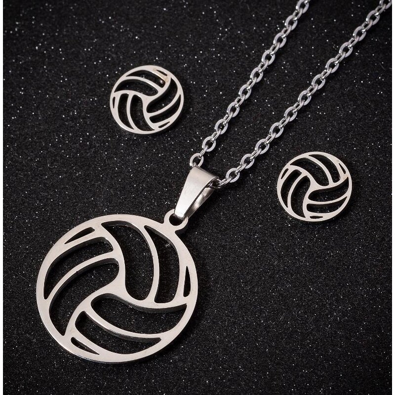 Volleyball Jewelry Set for Women - Manufacturer with Silver 18 Gold Plated Stainless Steel Charm