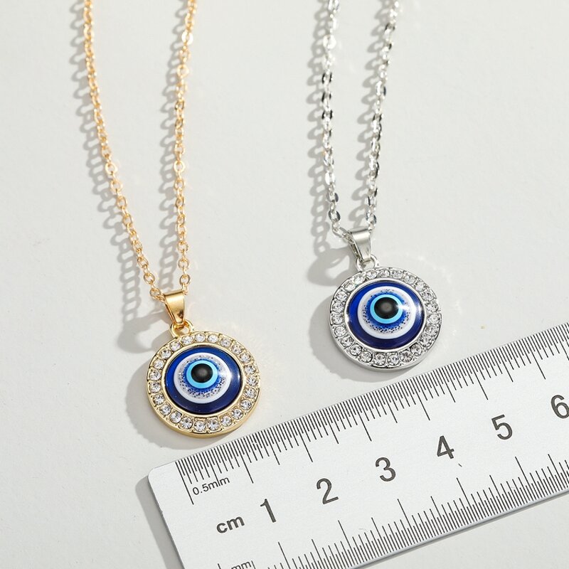 Evil Eye Necklace - Manufacturer with Gold Silver Plated Round Pendant & Zircon for Women