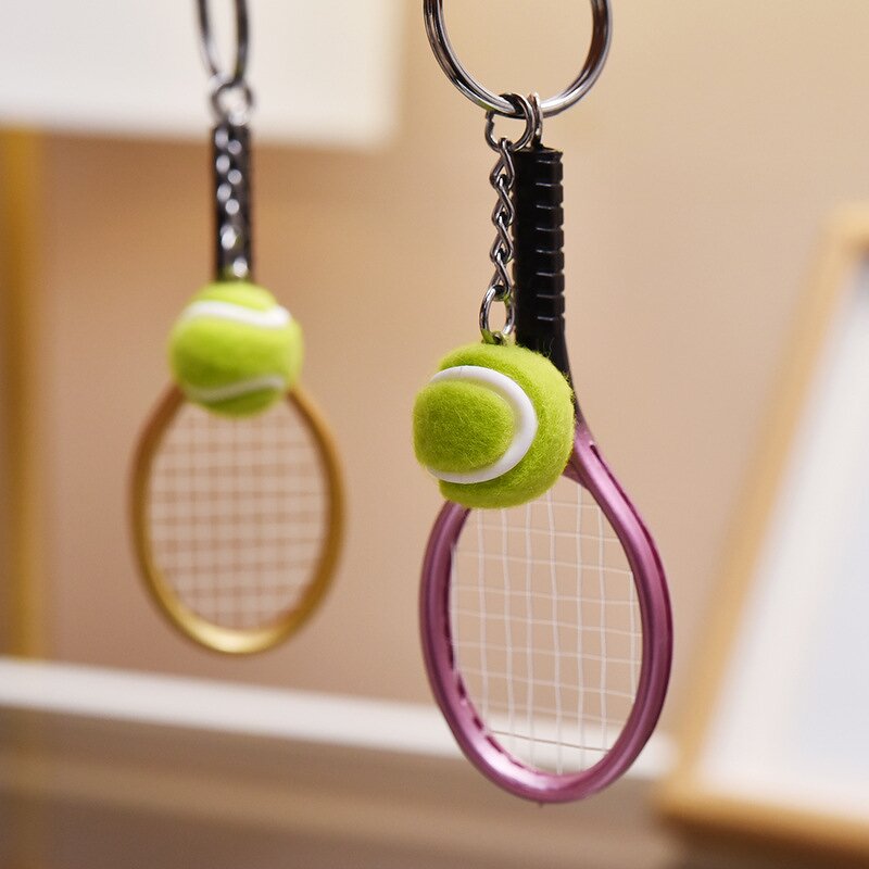 Mini Tennis Ball Racket Keychain - Manufacturer with Cute 3D Design for Bag Accessories for Women