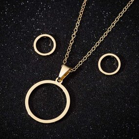 Round Circle Jewelry Set - Manufacturer with 18K Gold Silver Plated Charm & Stainless Steel for Women
