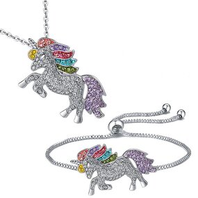 Unicorn Jewelry Set for Women - Manufacturer with Fashion Silver Plated Crystal Zircon Bracelet Necklace