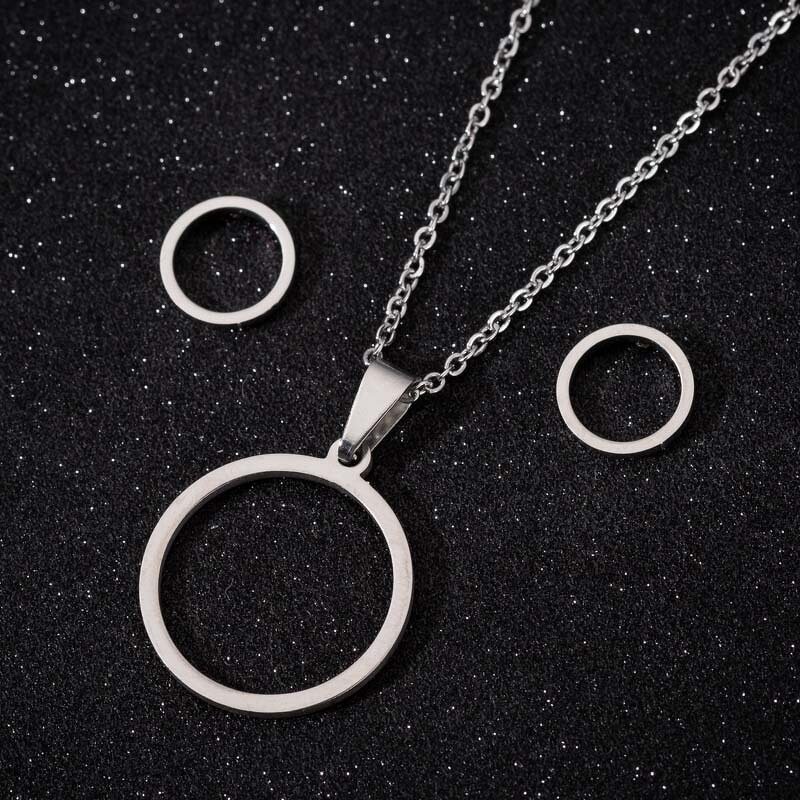 Round Circle Jewelry Set - Manufacturer with 18K Gold Silver Plated Charm & Stainless Steel for Women