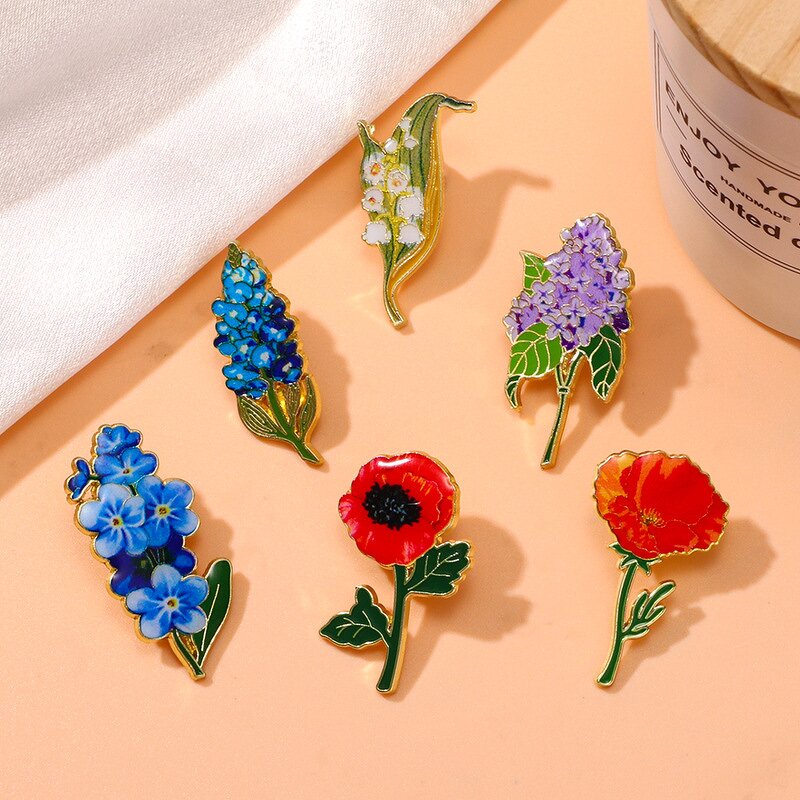 Rose Lilac Flower Brooch Pins - Manufacturer with Fashion Enamel Metal for Women