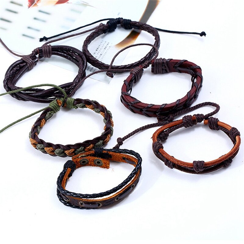 Leather Bracelet Set for Men - Manufacturer with Punk Style