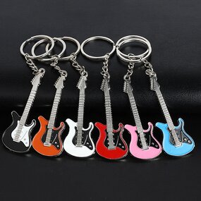 Enamel Mini Metal Guitar Keychain - Manufacturer for Women Men