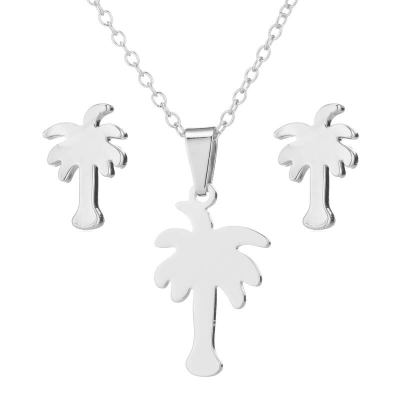 Jewelry Set for Women - Manufacturer with 18K Gold Silver Plated Charm Stainless Steel & Coconut Plam Tree