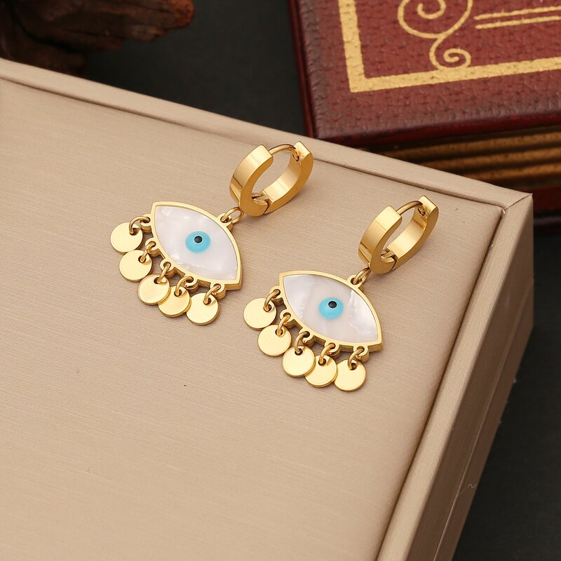 Evil Eye Jewelry Set - Manufacturer with Non Tarnish 18K Gold Plated Stainless Steel & Shell Turkish for Women