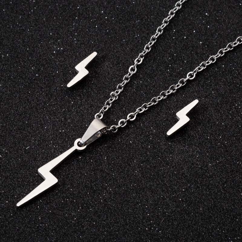 Lightning Bolt Jewelry Set - Manufacturer with 18K Gold Silver Plated Stainless Steel for Women