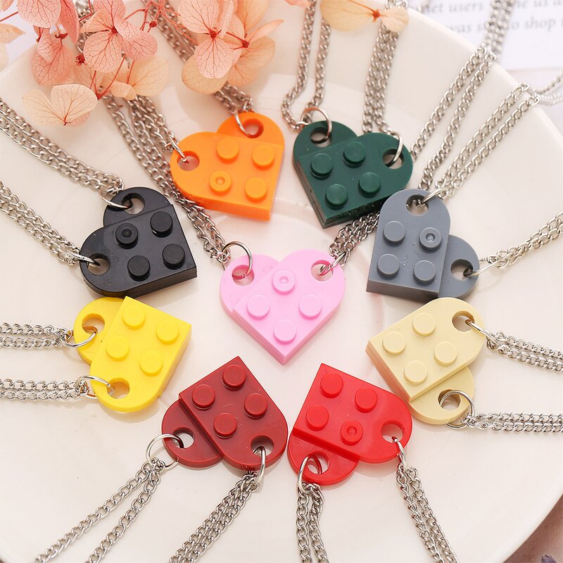 Heart Pendant Necklace - Manufacturer with 2pcs/pair Building Block Teether Brick & Matching for Couple