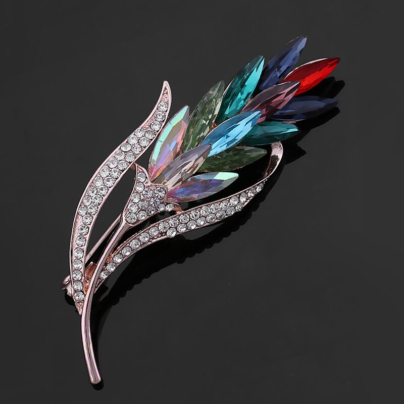 Wheat Brooch Pins for Women - Manufacturer with Fashion Colorful Rhinestone Crystal Big for Clothing Accessories