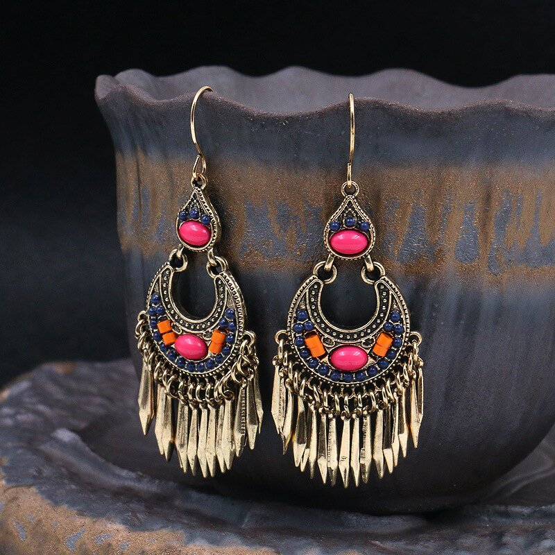 Bohemian Statement Earrings for Women Ladies - Manufacturer with Vintage Ethnic Style Antique Bronze Copper Plated