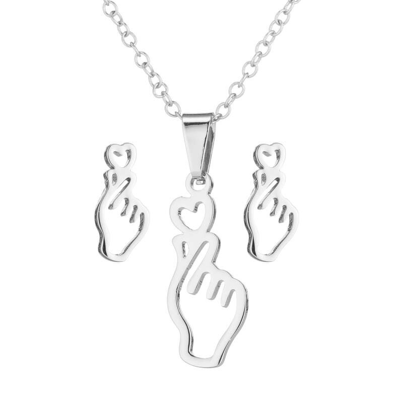 Finger Heart Jewelry Set - Manufacturer with Tarnish Free 18K Gold Plated Stainless Steel for Women