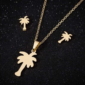 Jewelry Set for Women - Manufacturer with 18K Gold Silver Plated Charm Stainless Steel & Coconut Plam Tree