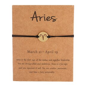 Zodiac Sign Bracelet - Manufacturer with Adjustable Silk String Cord Knot & Silver 18K Gold Plated for Women