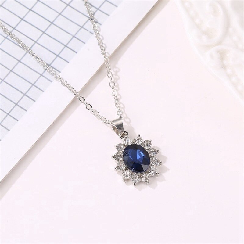 Sunflower Jewelry Set for Ladies - Manufacturer with Silver Plated Shaped & Blue Rhinestone Crystal Zircon