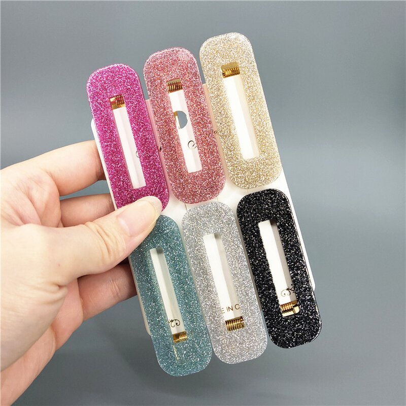 Hair Clip Accessories for Women - Manufacturer with Korean Water Drop Rectangle Shaped Acetate Glitter Acrylic Pin