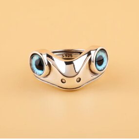Frog Shaped Rings for Women Ladies - Manufacturer with Vintage Antique Silver Plated Adjustable Cute