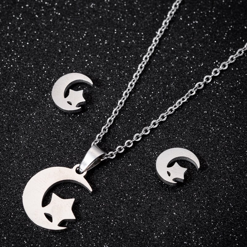 Jewelry Set for Women - Manufacturer with Waterproof 18k Gold Silver Plated & Crescent Moon Star Pendant