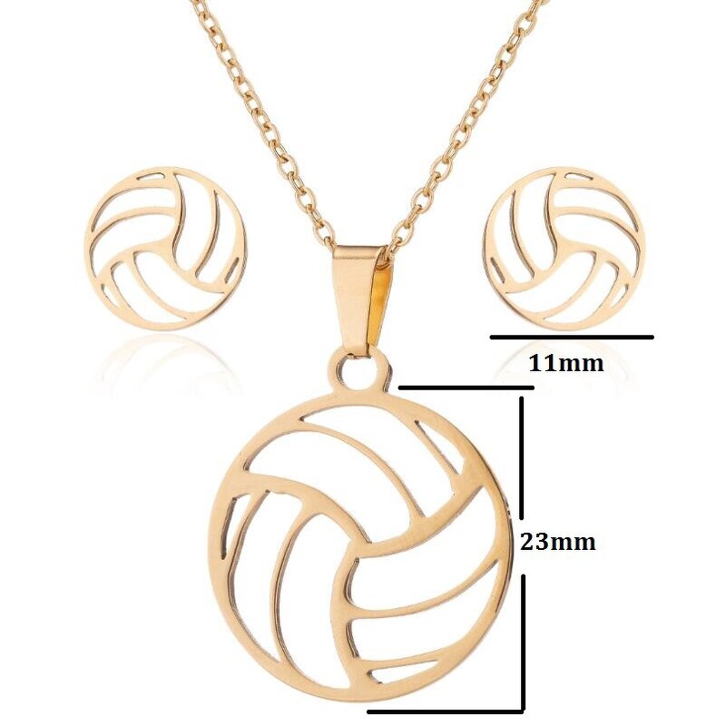 Volleyball Jewelry Set for Women - Manufacturer with Silver 18 Gold Plated Stainless Steel Charm