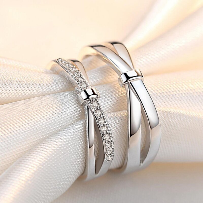 Engagement Wedding Rings Set - Manufacturer with 925 Silver Plated Adjustable & Zircon for Couple